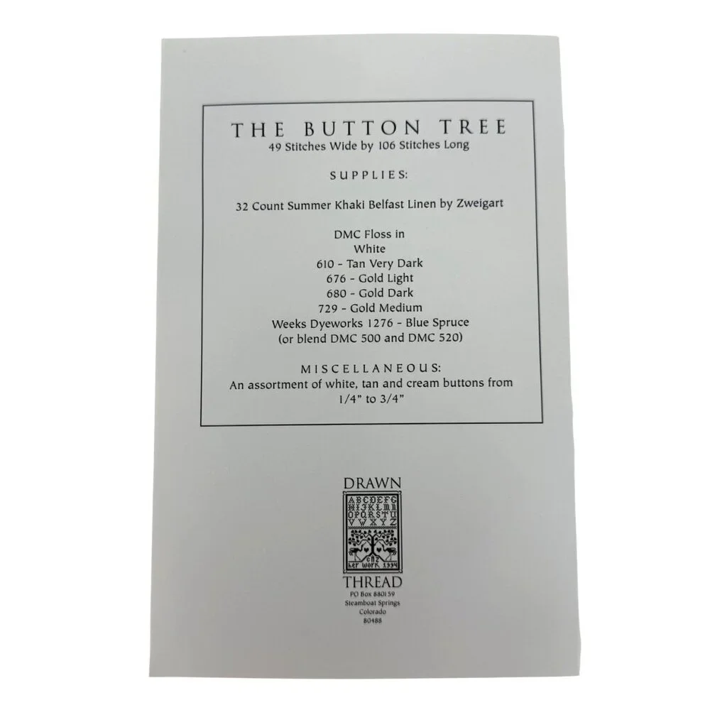 The Drawn Thread The Button Tree Counted Cross Stitch Pattern Charted Needlework